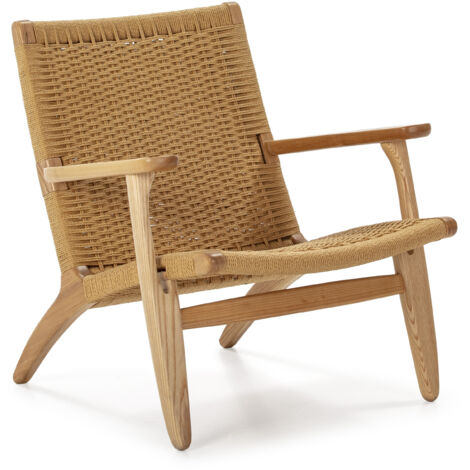 Sessel 70x74x74 Holzmöbel / natürliches Seil / Geschäfte / Fußstützen / Salons für alle Stile, um dem Haus eine Note zu verleihen