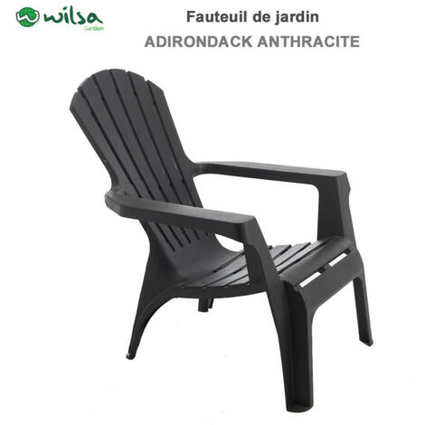 Sessel Adirondack Polypropylenharz Wilsa Garden - Anthrazit - 1 Sessel Adirondack