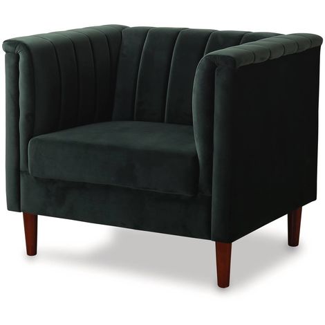 Sessel aus dunkelgrünem Samt Ellison - 97 x 76 x 82 cm - 1 Sitzplatz