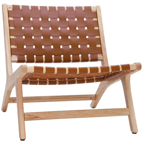 Sessel aus Holz mit geflochtenen Riemen in Braun BONDI