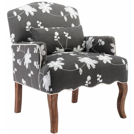 WAHSON OFFICE CHAIRS Sessel aus Leinen Polstersessel mit Massivholzbeinen Armlehnensessel für Wohnzimmer, Grau