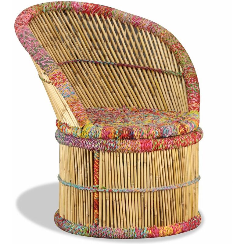 Sessel Bambus mit Chindi-Details Mehrfarbig