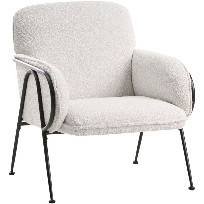 Beliani Sessel Hellbeige Stoff Metallgestell Schwarz Modernes Design Loungesessel Clubsessel Stoffsessel Für Wohnzimmer Schlafzimmer Flur