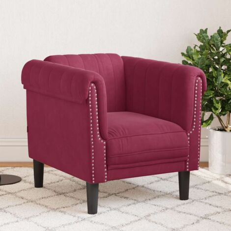 Sessel Bordeaux Rot Velours