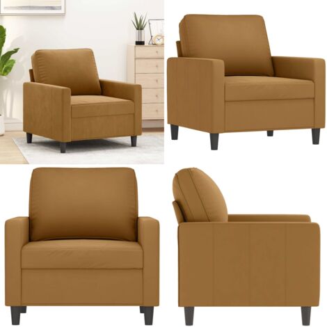 Sessel Braun 60 cm Samt - Samtsofa - Wohnzimmersofa - Bequemer Sessel - Brauner Sessel - Lounge Chair - Home & Living