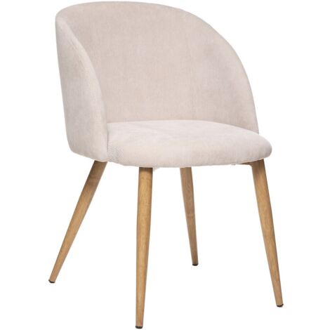 Sessel Celeste - beige - Kord - Metallbeine in Eichenoptik