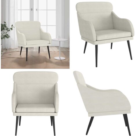 Sessel Creme 63x76x80 cm Samt - Samtstuhl - Bequemlichkeit