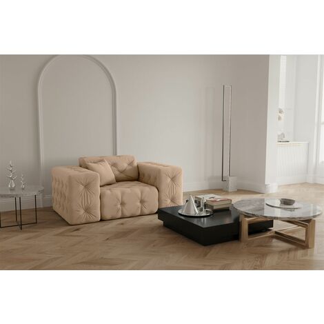 Sessel Designersessel CHANTAL in Stoff Opera Velvet Beige