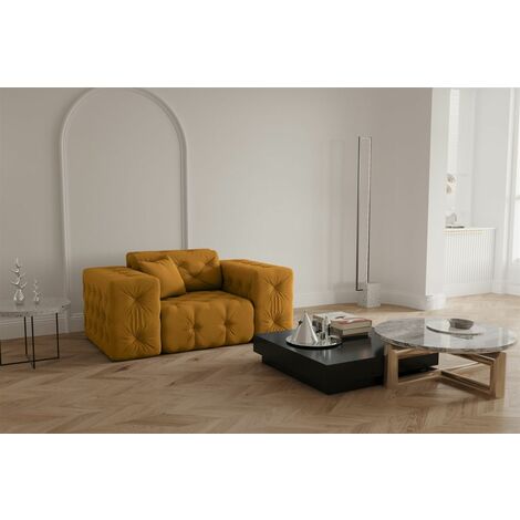 Sessel Designersessel CHANTAL in Stoff Opera Velvet Gelbgold