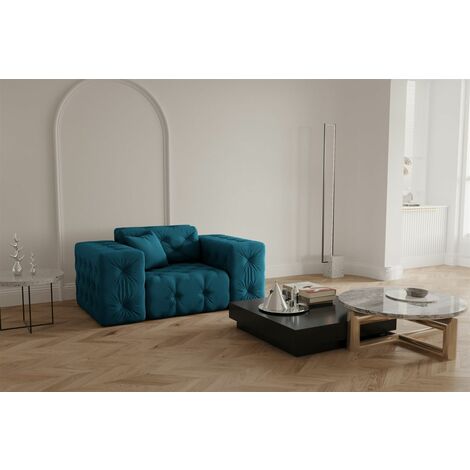 Sessel Designersessel CHANTAL in Stoff Opera Velvet Ozeanblau