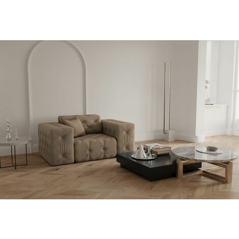Sessel Designersessel CHANTAL in Stoff Opera Velvet Taupe