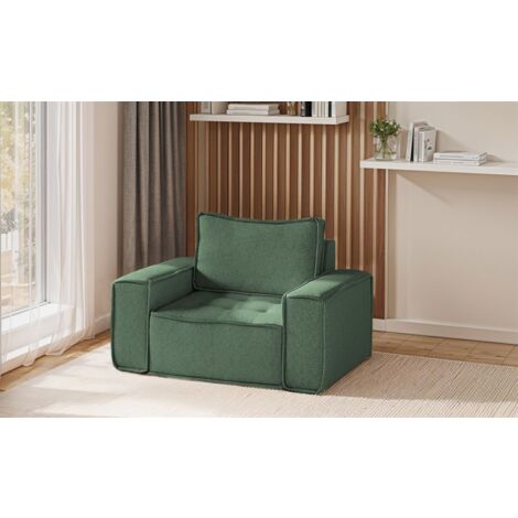Sessel Designersessel SANDE Stoff Raven Flaschengrün