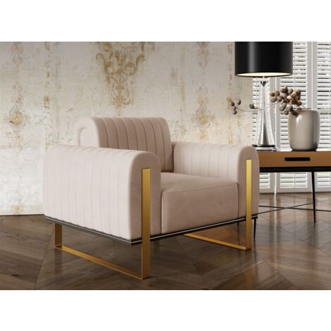 Sessel Designersessel VALERIE in Stoff Elisa Velvet Beige