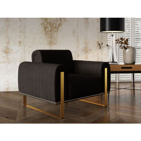 Sessel Designersessel VALERIE in Stoff Elisa Velvet Schwarz