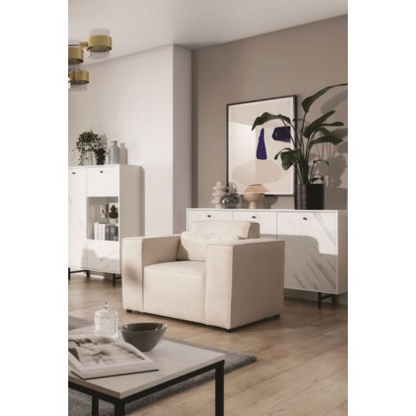 Sessel Designersessel WALDO in Stoff Brooklyn Pearl