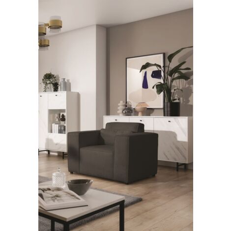 Sessel Designersessel WALDO in Stoff Brooklyn Schwarz-Hell