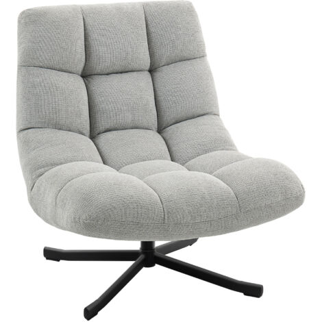 Sessel Drehbar Loungesessel mit Breiter Sitzfläche, wasserabweisend Chenille-Optik, gekreuzt Stahlbeine, Hellgrau
