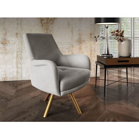 Sessel Drehsessel VALERIE in Stoff Stoff Elisa Velvet Hellgrau