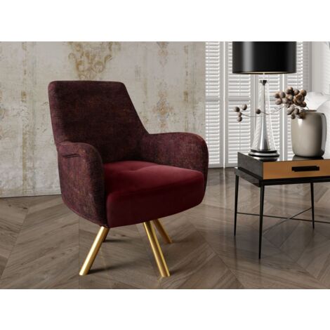Sessel Drehsessel VALERIE in Stoff Touch Me und Elisa Velvet Bordeauxrot
