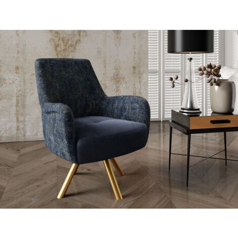 Sessel Drehsessel VALERIE in Stoff Touch Me und Elisa Velvet Dunkelblau