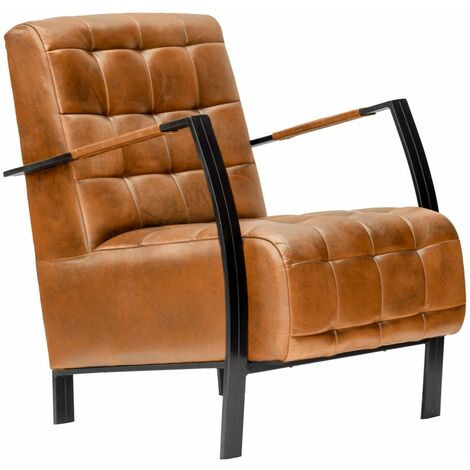 Sessel Echtleder 64x76x83 cognac IRON LABEL 13