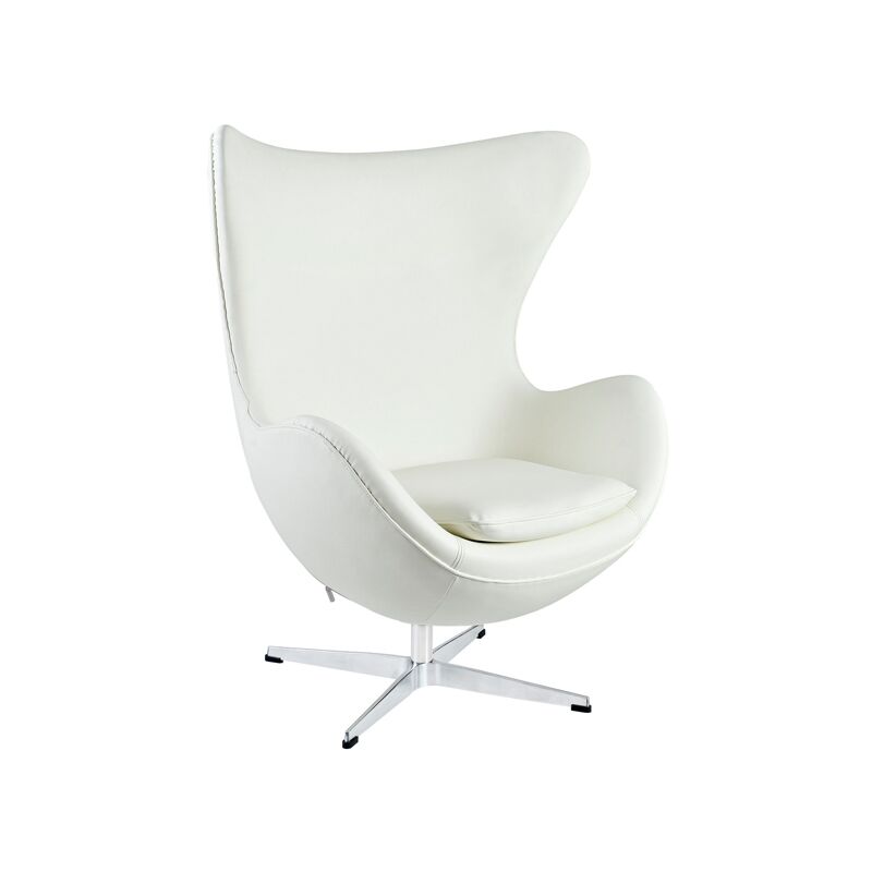 Sessel Egg Chair aus Narbenleder | Weiss - Weiss