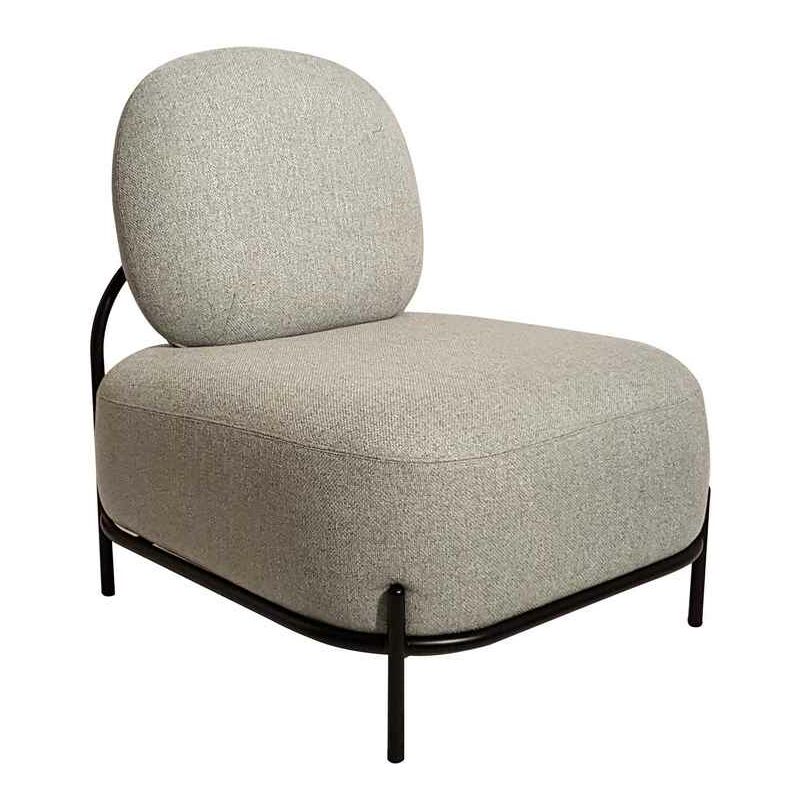 Sessel aus grünem Stoff und Sockel aus lackiertem Metall - Fashion Commerce