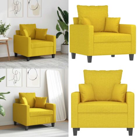 Sessel Hellgelb 60 cm Stoff - Esszimmerstuhl - Couchtisch - Wohnzimmersofa - Gemütlicher Stuhl - Lounge Chair - Home & Living