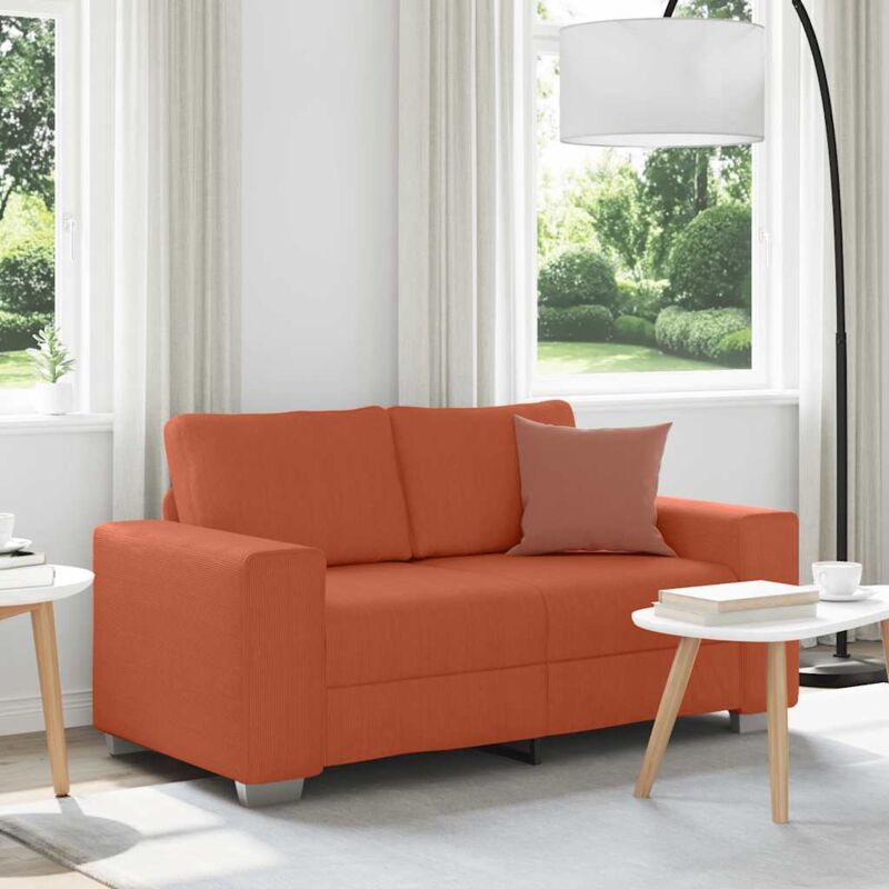 Zweisitzer-sofa Rot Orange 120 Cm Cordstoff Vidaxl
