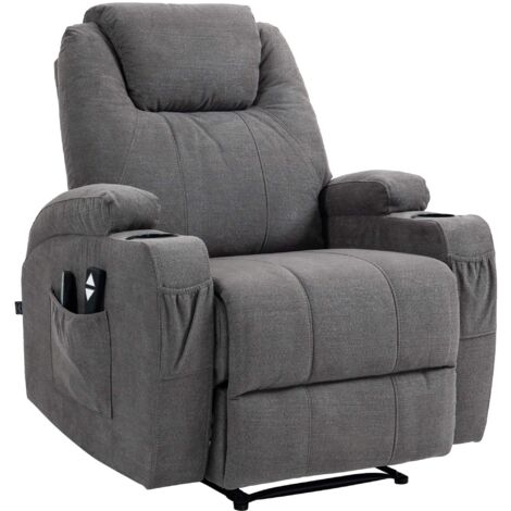 Sessel Hepler mit Massagefunktion Stoff grau