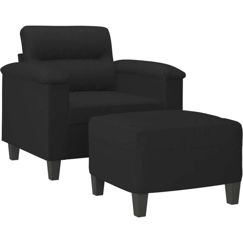 Sessel Mit Hocker Schwarz 60 Cm Mikrofasergewebe Vidaxl