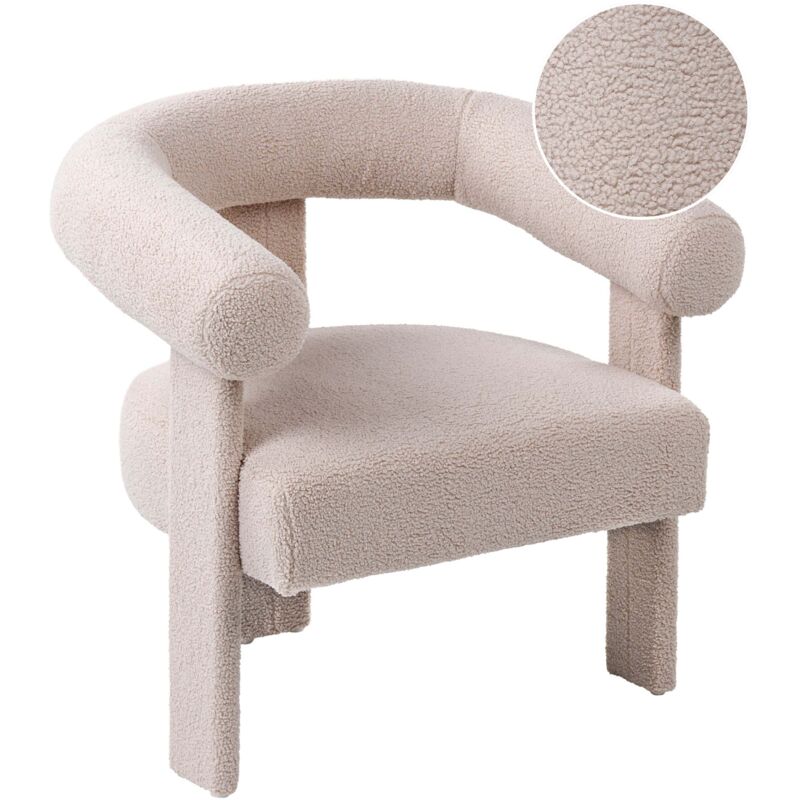 Beliani Sessel Ilbro Bouclé Hellbeige