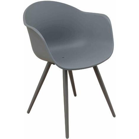 Sessel im Freien mit Aluminiumbeinen und Harzsitzung Creta - DarkGray