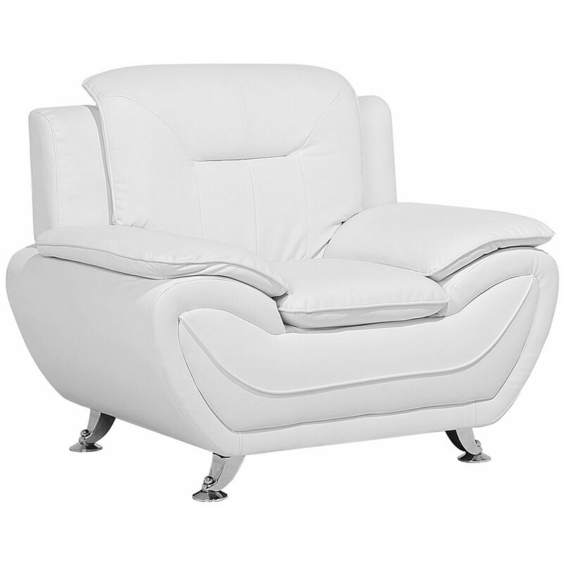 Beliani - Sessel Weiß Kunstleder Metall Einzelsessel Armsessel Wohnzimmer - Weiß