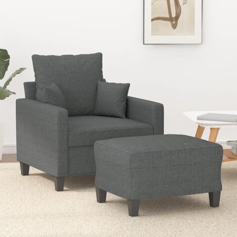 Sessel mit Fußablage Dunkelgrau 60 cm Stoff