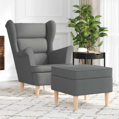 Sessel mit Fußhocker Dunkelgrau Stoff vidaXL524815