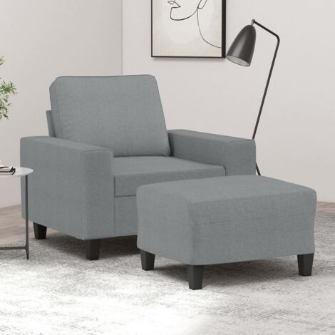 Sessel mit Fußhocker Hellgrau 60 cm Stoff