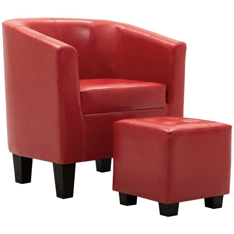 Vidaxl - Sessel mit Fußhocker Kunstleder Rot - Rot