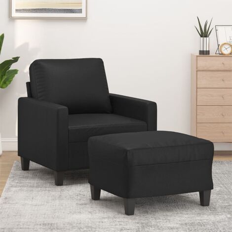 Sessel mit Fußhocker Schwarz 60 cm Kunstleder