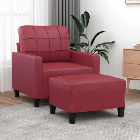 Sessel mit Fußstütze Bordeauxrot 60 cm Kunstleder