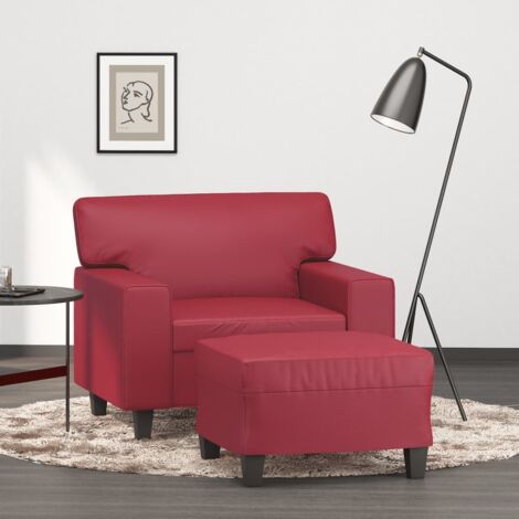 Sessel mit Fußstütze Bordeauxrot 60 cm Kunstleder