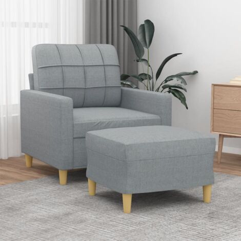 Sessel mit Fußstütze Hellgrau 60 cm Stoff