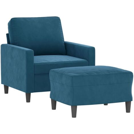 Sessel mit Hocker Blau 60 cm Samt vidaXL