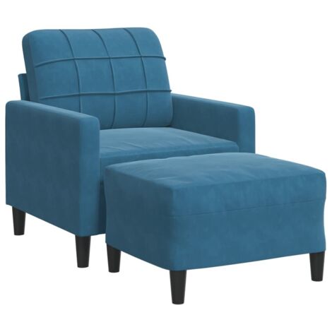 Sessel mit Hocker Blau 60 cm Samt vidaXL