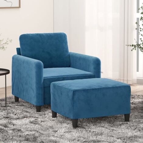 Sessel mit Hocker Blau 60 cm Samt vidaXL