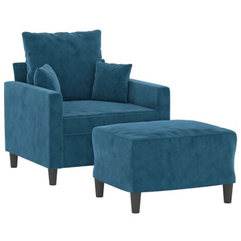 Sessel mit Hocker Blau 60 cm Samt vidaXL761953