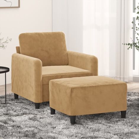 Sessel mit Hocker Braun 60 cm Samt vidaXL