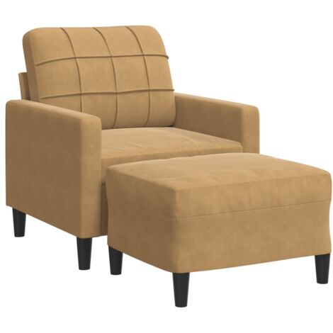Sessel mit Hocker Braun 60 cm Samt vidaXL