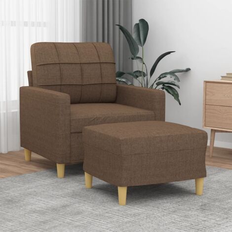 Sessel mit Hocker Braun 60 cm Stoff vidaXL