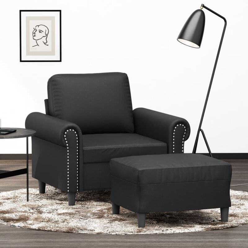 Sessel Mit Hocker Schwarz 60 Cm Kunstleder Vidaxl